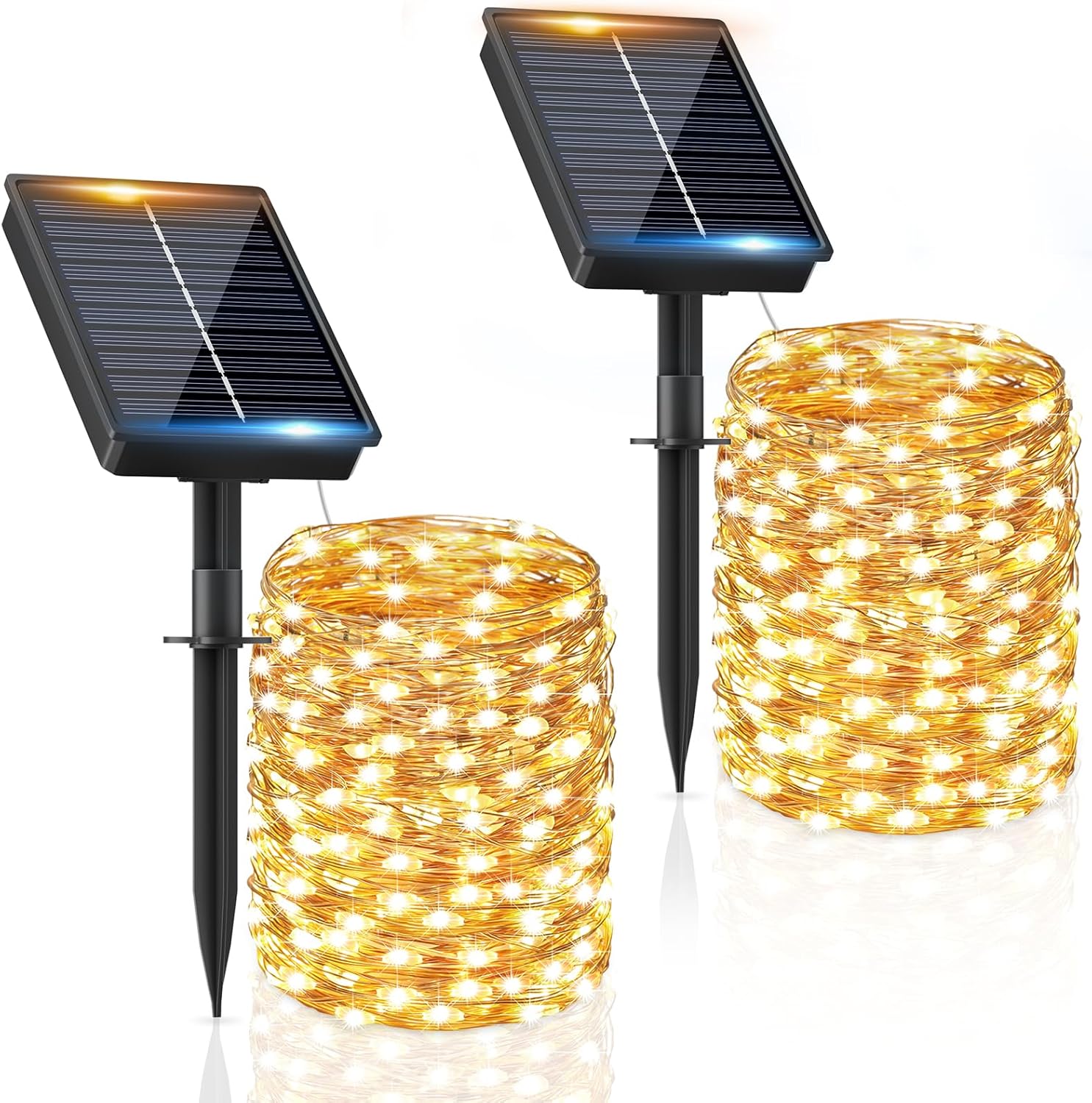 Zewnętrzna Girlanda Solarna 2 x 22M 200LED Zewnętrzne Lampki Solarne Wodoodporne Ciepłe Białe Tryby Oświetlenia Solarnego Dekoracja do Ogrodu