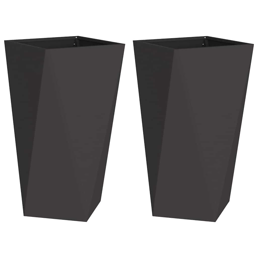 Donica 2 szt. Czarny 40 x 40 x 75 cm Stal