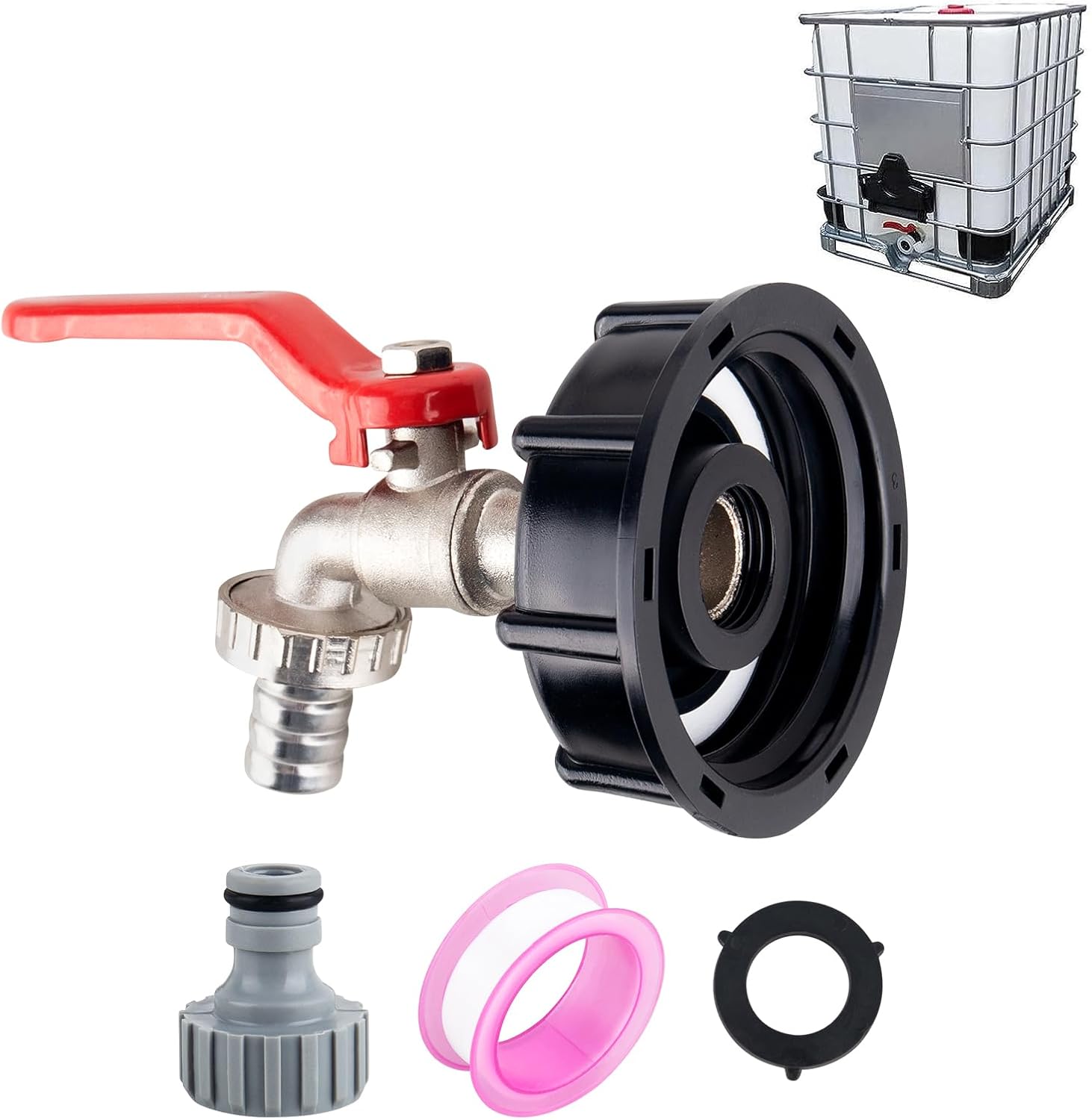 Złączka do kranu zbiornika S60x6 z przyłączem węża 1/2 cala, adapter do zbiornika ogrodowego ze stopu cynku z adapterem