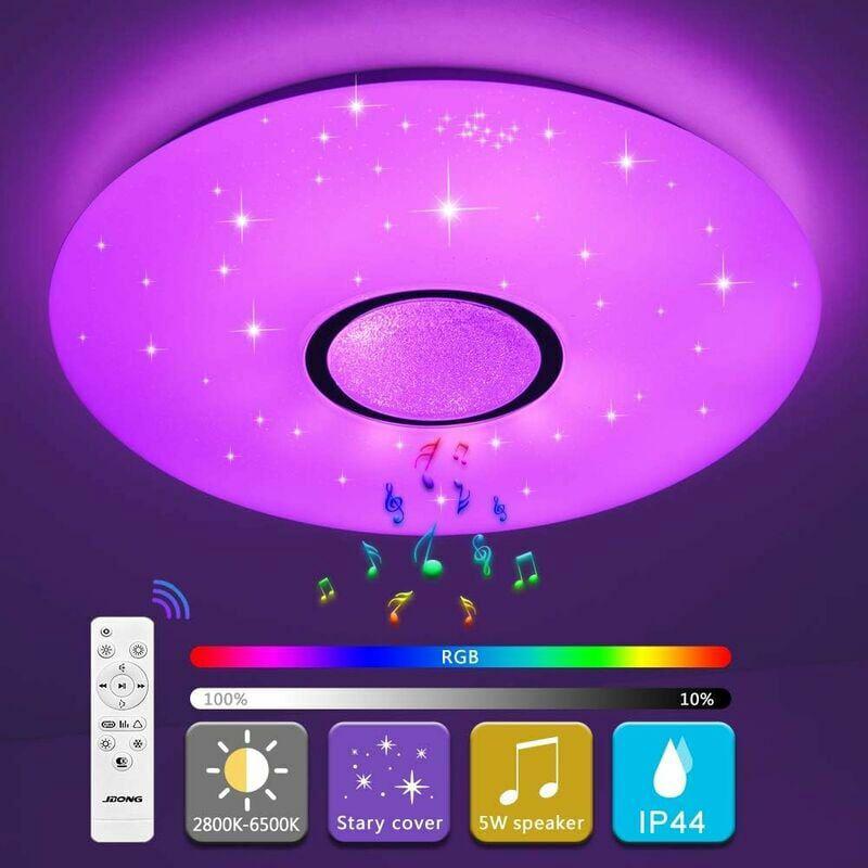 Lampa sufitowa LED z głośnikiem Bluetooth i pilotem, 36 W, ściemnialna, 2800-6500 K, wodoodporna IP44 (bez aplikacji sterującej)
