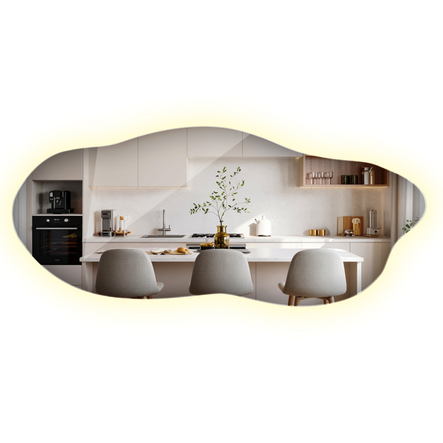 Lustro LED nieregularne 35×80 cm neutralne, minimalistyczne podświetlenie idealne do salonu lub harmonijnej sypialni, ArtPrintCave