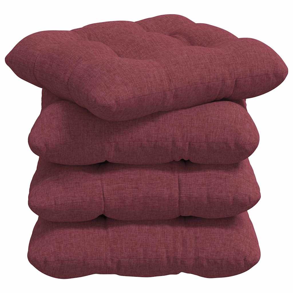 Poduszki na siedziska 4 pcs tkanina Czerwone wino