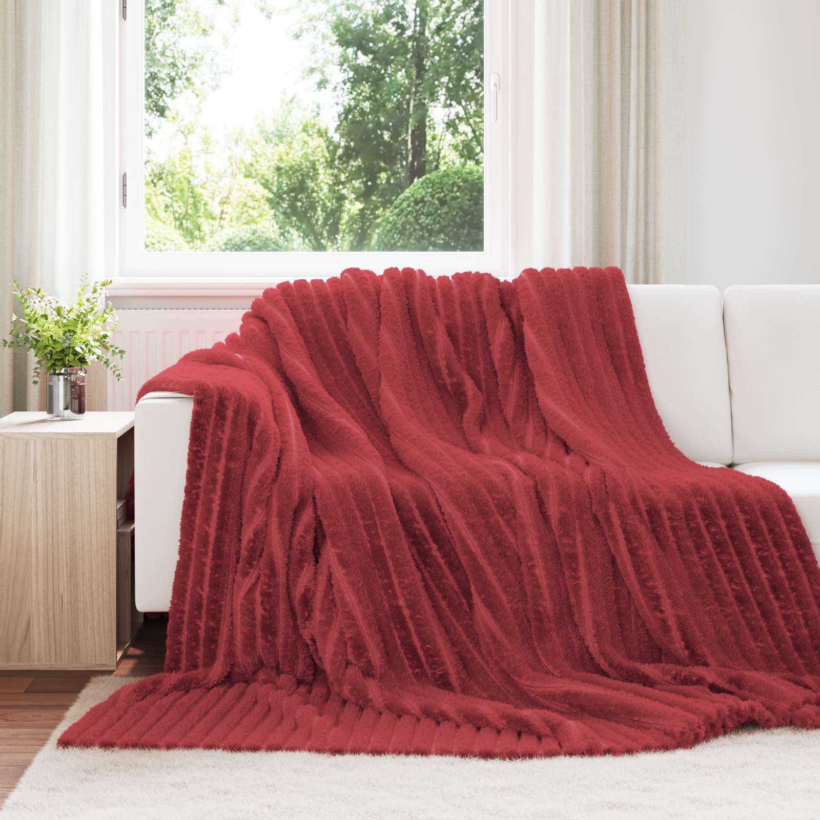 Koc Bordeaux Czerwony 240 x 220 cm Polar vidaXL