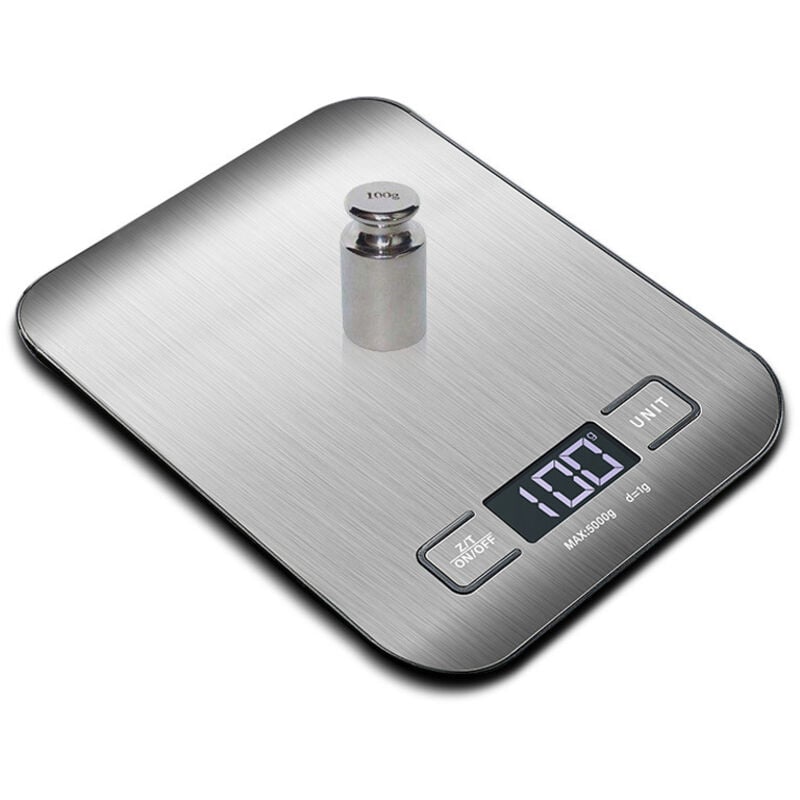 Precyzyjna elektroniczna waga kuchenna o udźwigu 5 kg/1 g z wyświetlaczem LCD i funkcją tarowania, idealna do gotowania, pieczenia i miksowania.