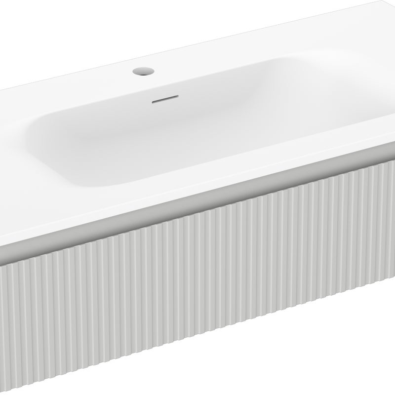 Mexen Rivel szafka łazienkowa 100 cm z umywalką Vela, 1 szuflada, ryflowana , szara mat/biała mat - 91A20-10023-1-BF62-W23M01