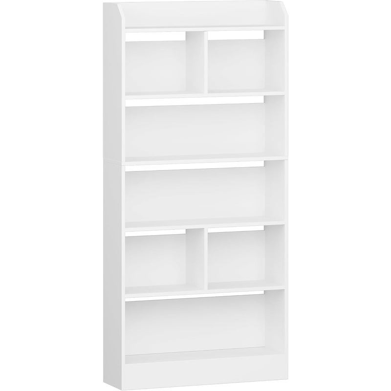Regał na książki z 6 przegródkami, 24 x 80 x 170 cm, biały, Regał na książki, półka wolnostojąca, półka do przechowywania, do salonu, biura, sypialni