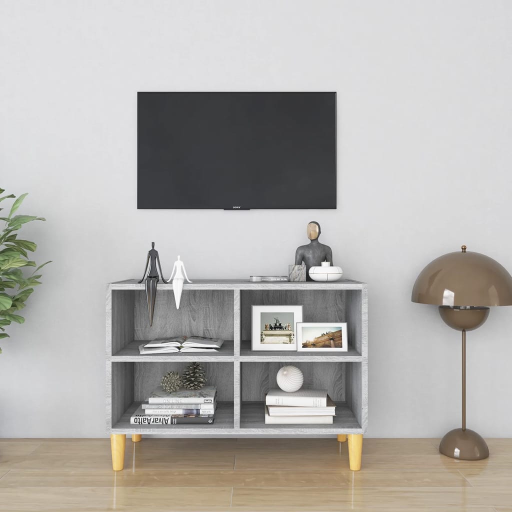 Szafka pod TV, drewniane nóżki, szary dąb sonoma, 69,5x30x50 cm vidaXL