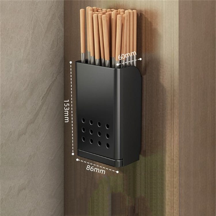 Organizer na sztućce montowany na ścianie – zachowaj porządek i elegancję w swojej kuchni – 8,6*6*15,3 cm – 2 sztuki, czarny