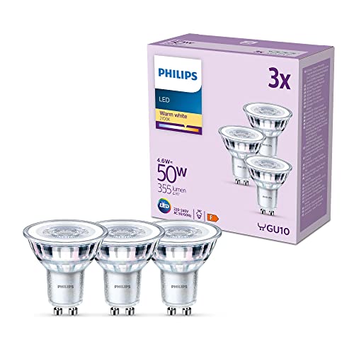 3x Żarówka LED GU10 Reflektor PAR16 4.6 W = 50 W 355lm 2700K Ciepła biel 36st. EC Multipack Philips