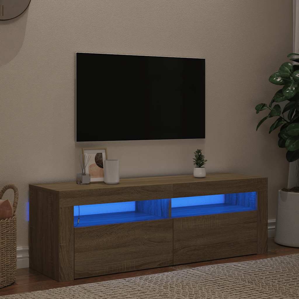 vidaXL Szafka TV z oświetleniem LED, dąb sonoma, 120x35x40 cm
