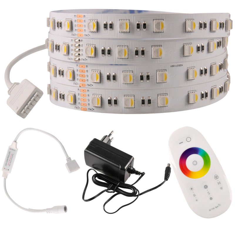 Zestaw taśma LED 24V 3m RGB+4000K IP20 pilot, zasilacz, sterownik 319272 Polux