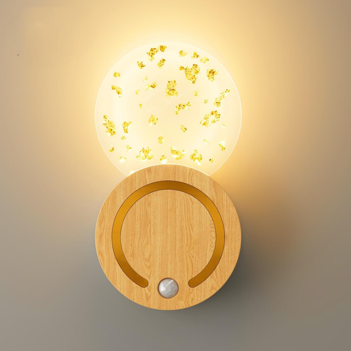 Magnetyczna lampa ścienna z czujnikiem ruchu, ładowalna, idealna do przedpokoju (jasnobrązowa, 1 sztuka), wersja z złotą folią.