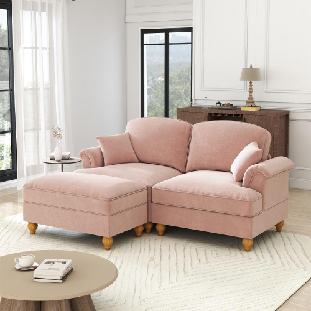Elegancka, dwuosobowa sofa w stylu średniowieczno-nowoczesnym, z rozszerzanymi podłokietnikami, zdejmowanym błotnikiem