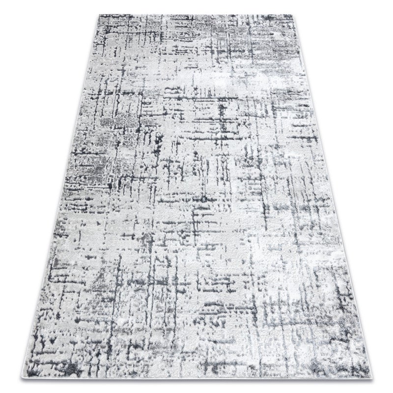Dywan MEFE nowoczesny 8722 Linie vintage przecierany - Strukturalny, dwa poziomy runa szary / biały 240x330 cm