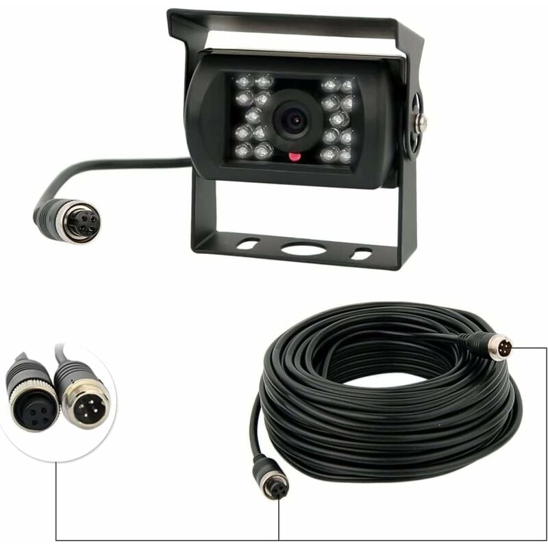 Kamera tylna 12V-24V 4-pinowa z 18 diodami podczerwieni, wodoodporna, noktowizyjna, kabel 4-pinowy do samochodu/autobusu/ciężarówki/przyczepy/kampera