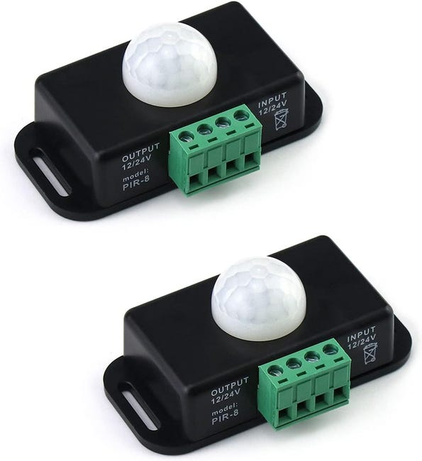 Czujnik ruchu na podczerwień, sterownik PIR 12V/24V, czujnik PIR do taśm LED, opakowanie 2 szt.