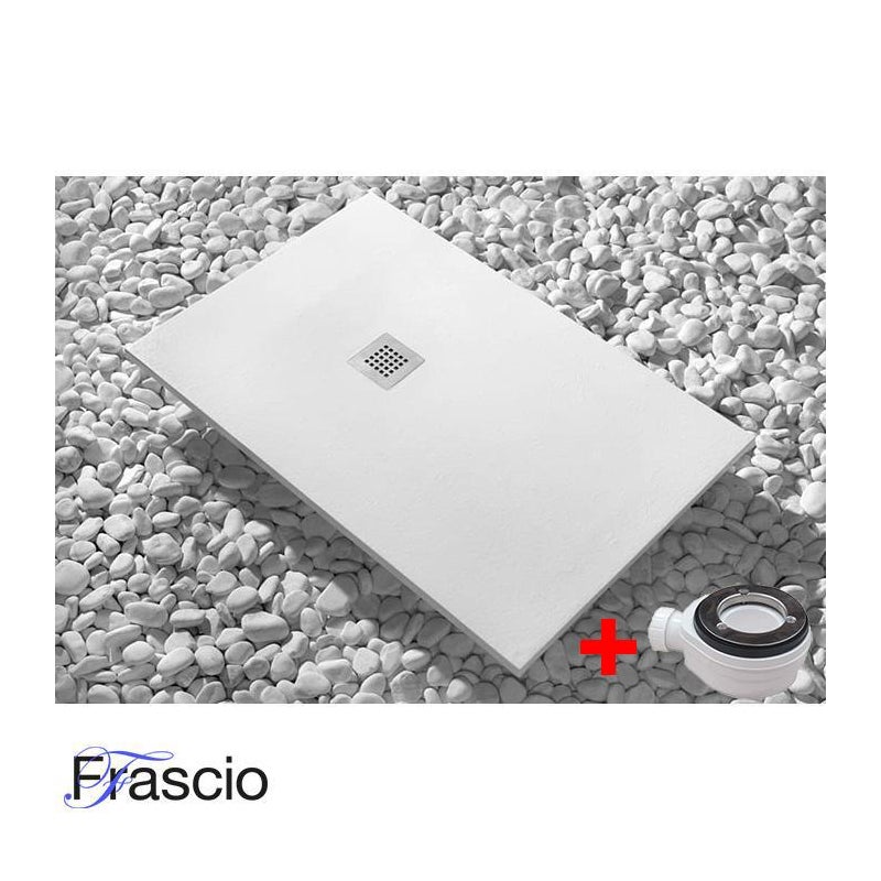 Brodzik Vulcano Line Slim White 80x105 cm z żywicy syntetycznej i proszku marmurowego z wolnym odpływem - FRASCIO