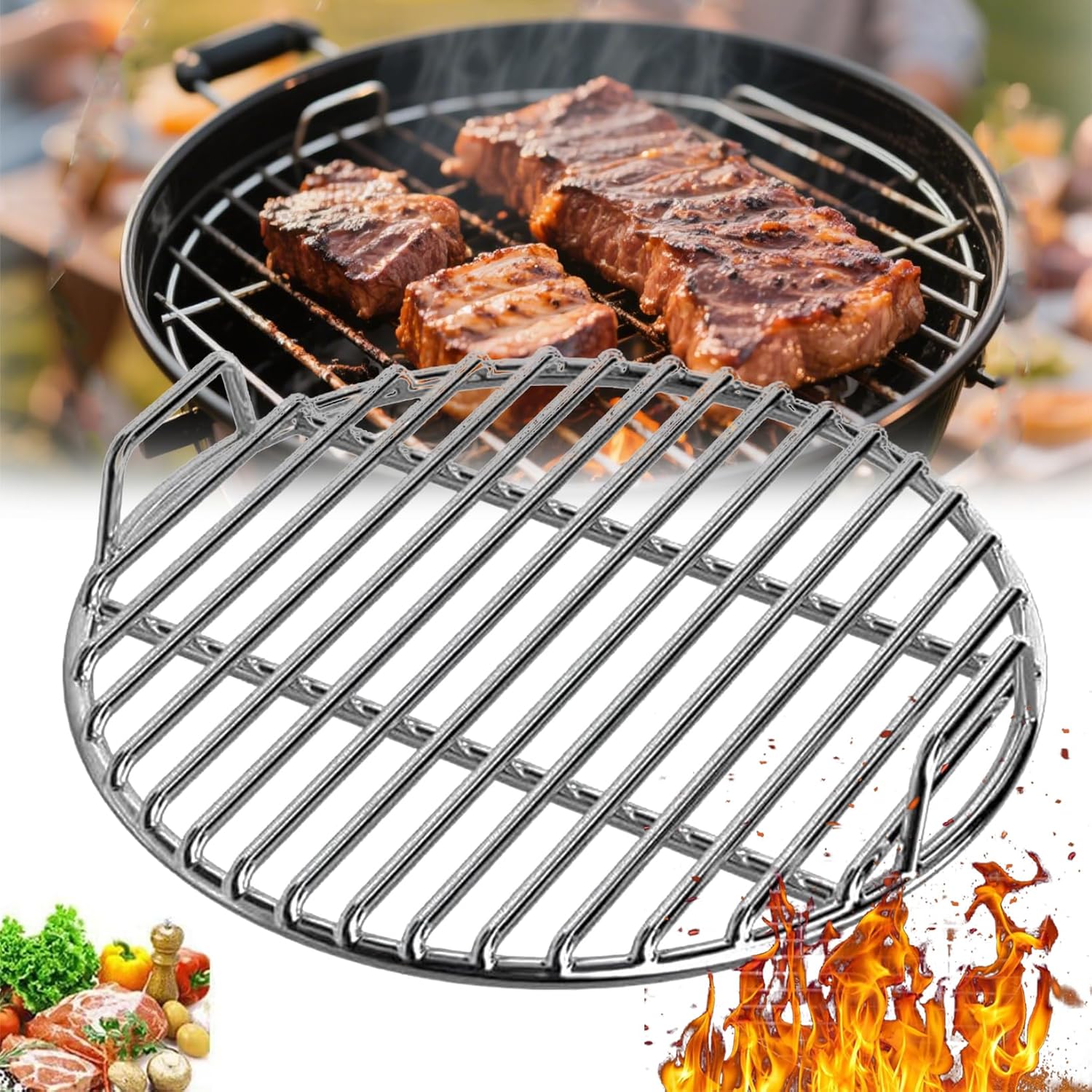 Nowy okrągły grill ze stali nierdzewnej, różne rozmiary, grill na kemping, piknik, do ogrodu, trwała konstrukcja spawana (Ø33 cm)