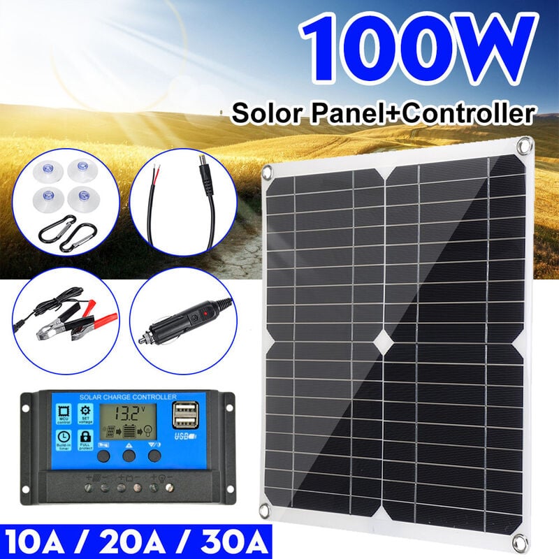 Panel słoneczny 12 V 25 W, zestaw paneli słonecznych, zestaw ładowarki akumulatorów z regulatorem ładowania słonecznego 60 A do kamperów, jachtów