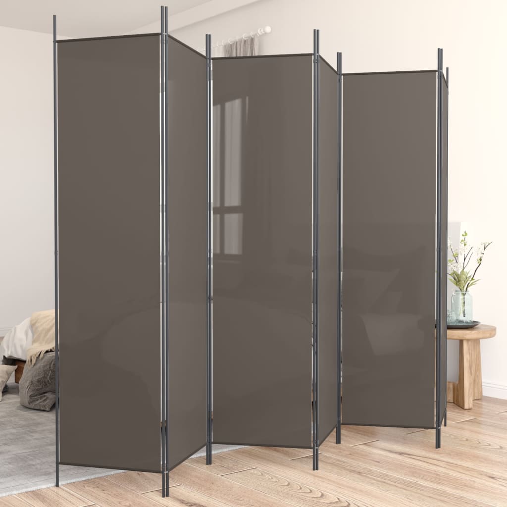 vidaXL Parawan 6-panelowy, antracytowy, 300x220 cm, tkanina