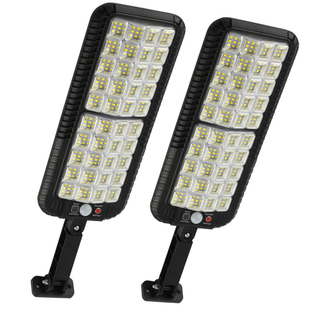 Zewnętrzna lampa solarna LED z 256 diodami LED, czujnikiem ruchu, wodoodporna IP65, 3 tryby, mocny reflektor solarny do ogrodu, 2 sztuki