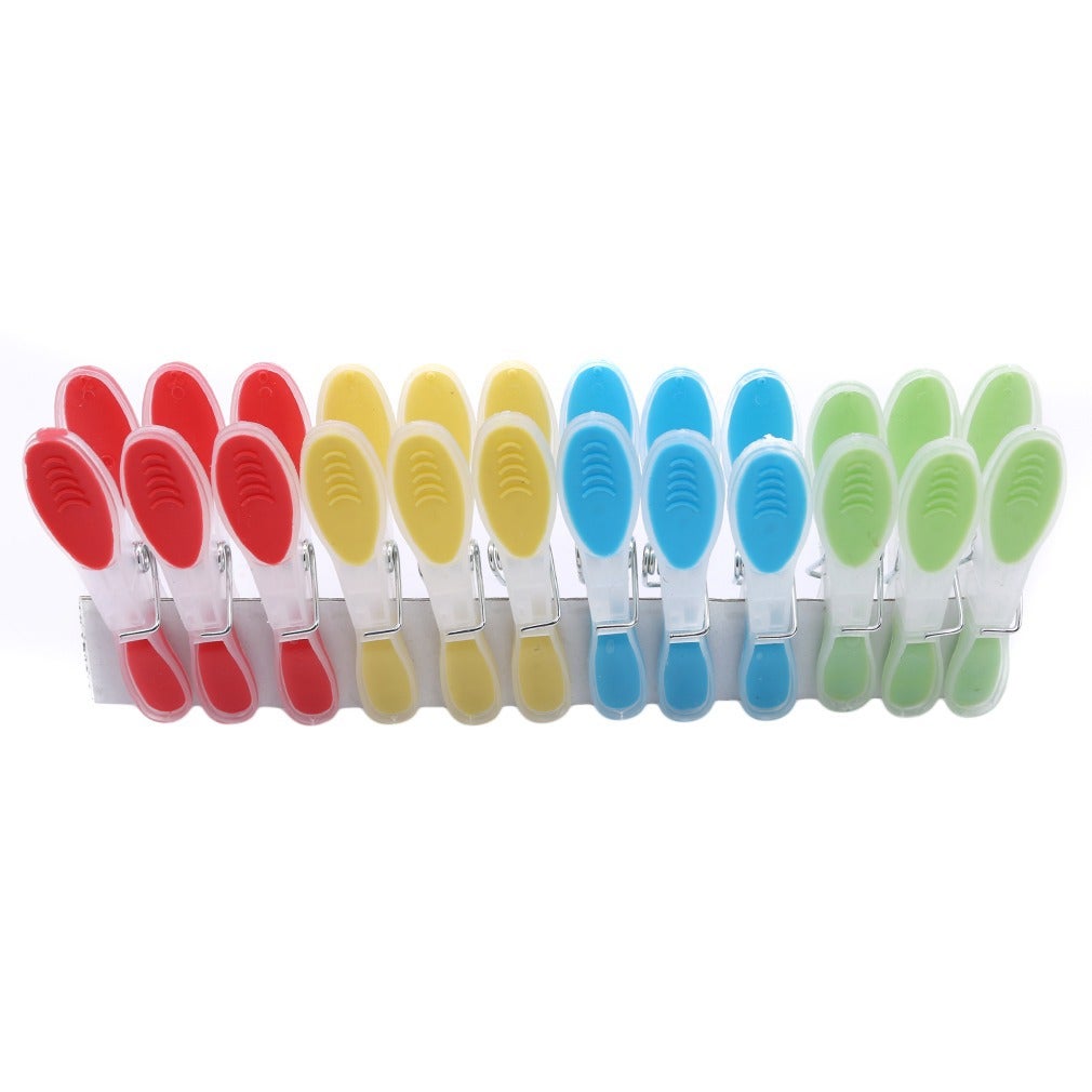 Zestaw 12 spinaczy do bielizny z miękkim uchwytem i ocynkowanymi sprężynami, plastik w 4 kolorach, długość 8 cm