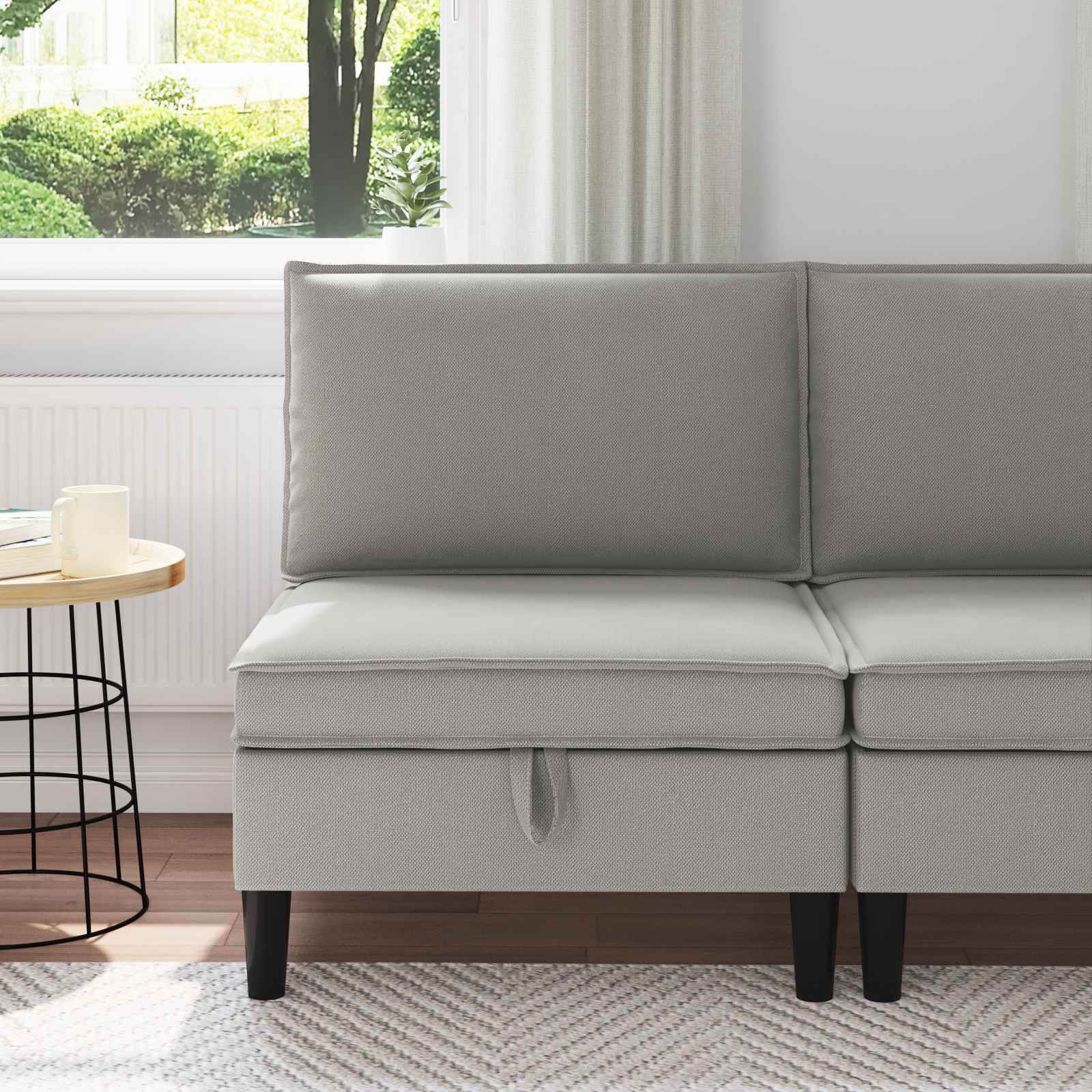 Środkowa Sofa z Przechowywaniem jasnoszary Welur vidaXL