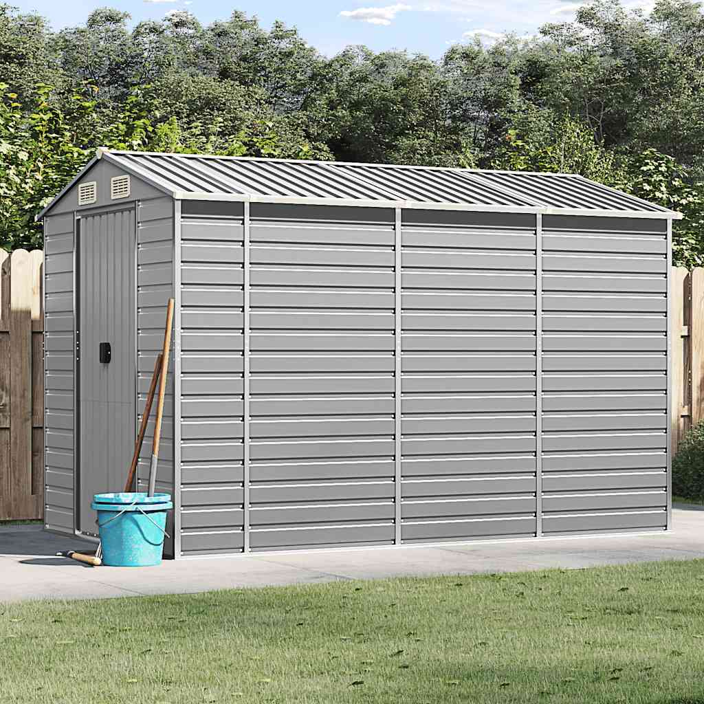 vidaXL Domek ogrodowy jasnoszary 191x300x198 cm ocynkowana stal