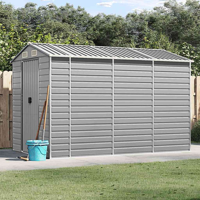 vidaXL Domek ogrodowy jasnoszary 191x300x198 cm ocynkowana stal
