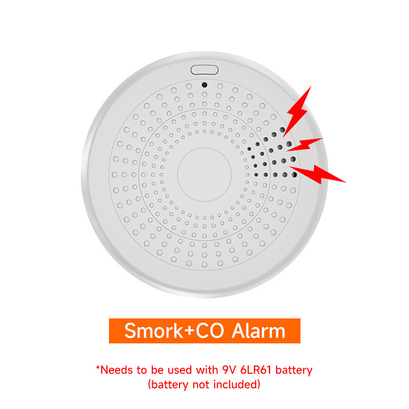 Czujnik dymu, czujnik tlenku węgla, 2 w 1, inteligentny alarm domowy Wi-Fi, czujnik dymu i ognia