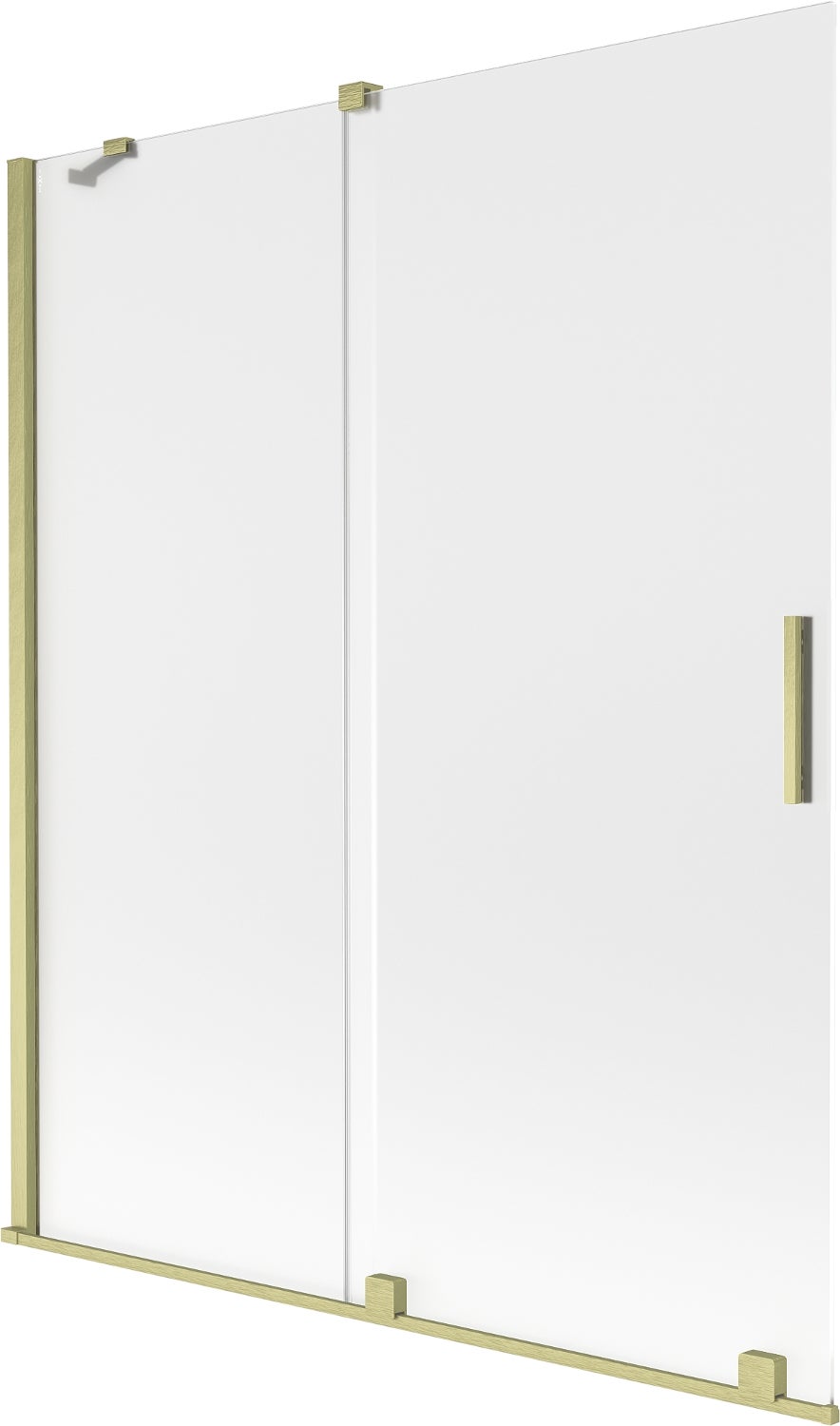 Mexen Velar parawan nawannowy 2-skrzydłowy rozsuwany 140 x 150 cm, szron, złoty szczotkowany - 896-140-000-31-55
