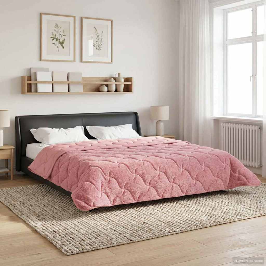 Zimowa Kołdra Różowy 200 x 200 cm Mikrofibra i Fleece Teddy vidaXL