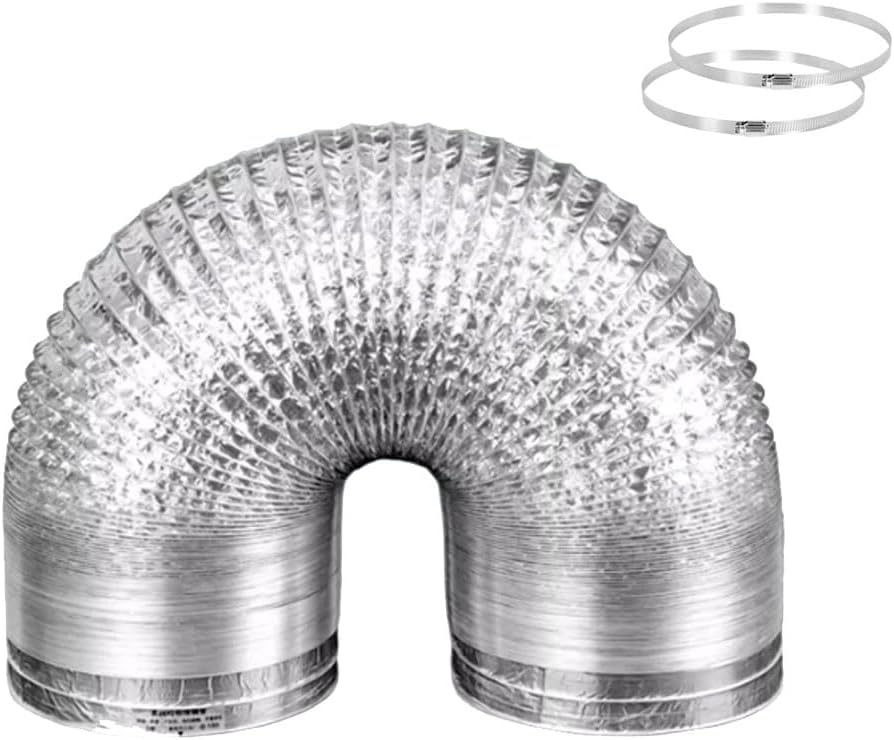 (Średnica 160 mm / Długość 2 m) Elastyczny przewód wydechowy, aluminiowy przewód wentylacyjny z 2 zaciskami ze stali nierdzewnej do wyciągu powietrza,