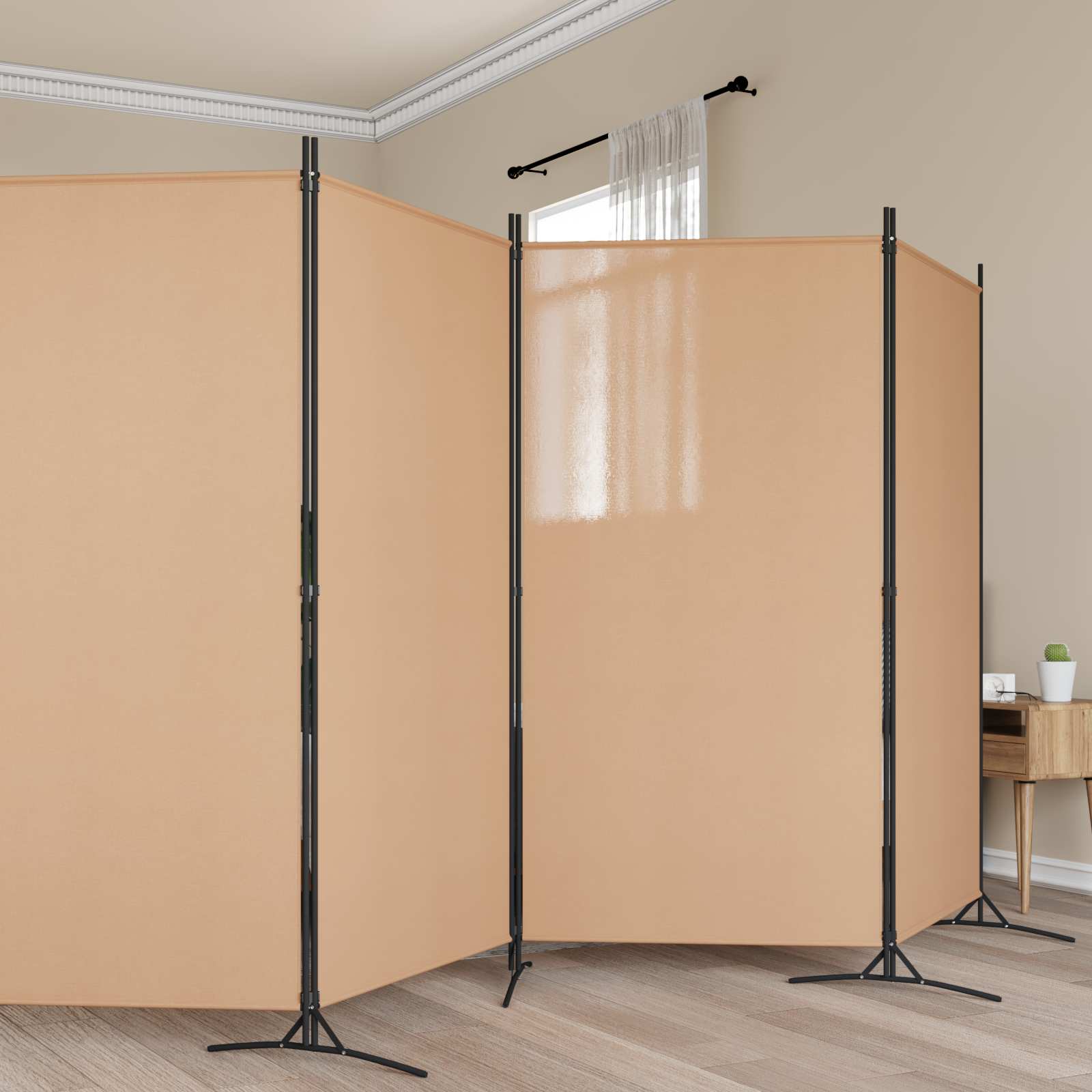 Ekspresowy 6-panelowy parawan Beżowy 520 x 180 cm tkanina vidaXL