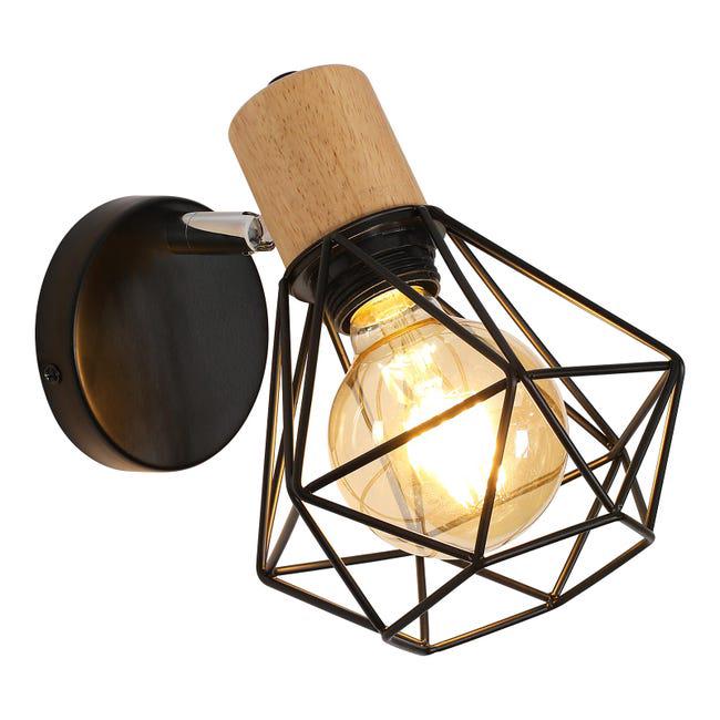 Kinkiet przemysłowy, obrotowy kinkiet 360°, czarna metalowa lampa klatkowa E27, oświetlenie dekoracyjne w stylu vintage