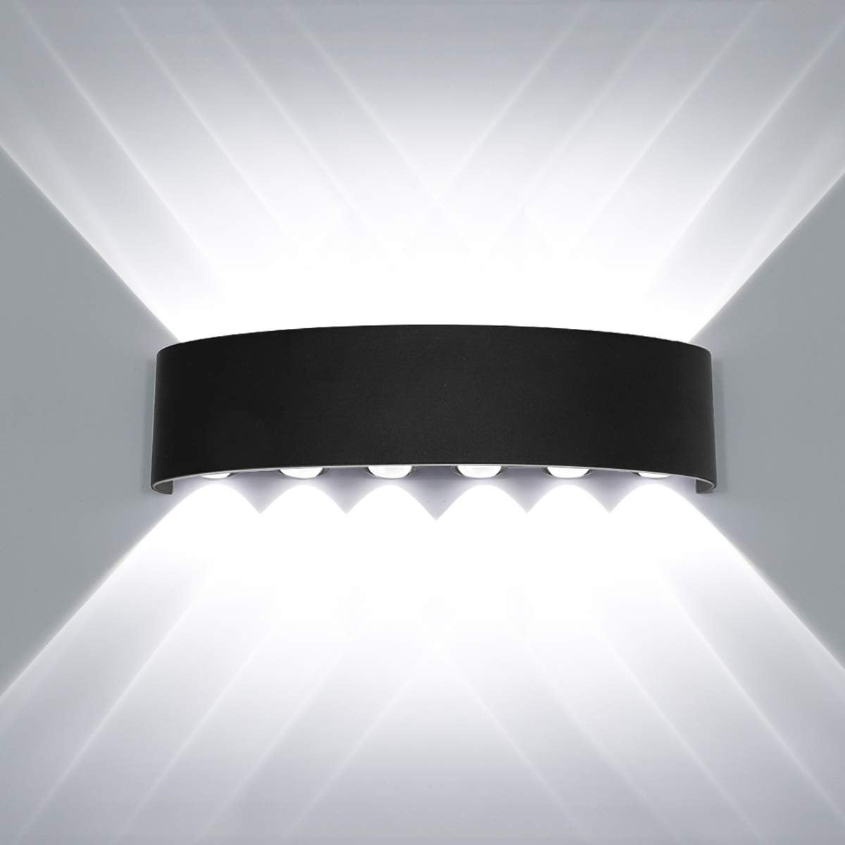Kinkiet LED do salonu, 12 W, aluminiowy kinkiet na werandę, 6000 K, zimne białe światło, wodoodporny kinkiet zewnętrzny