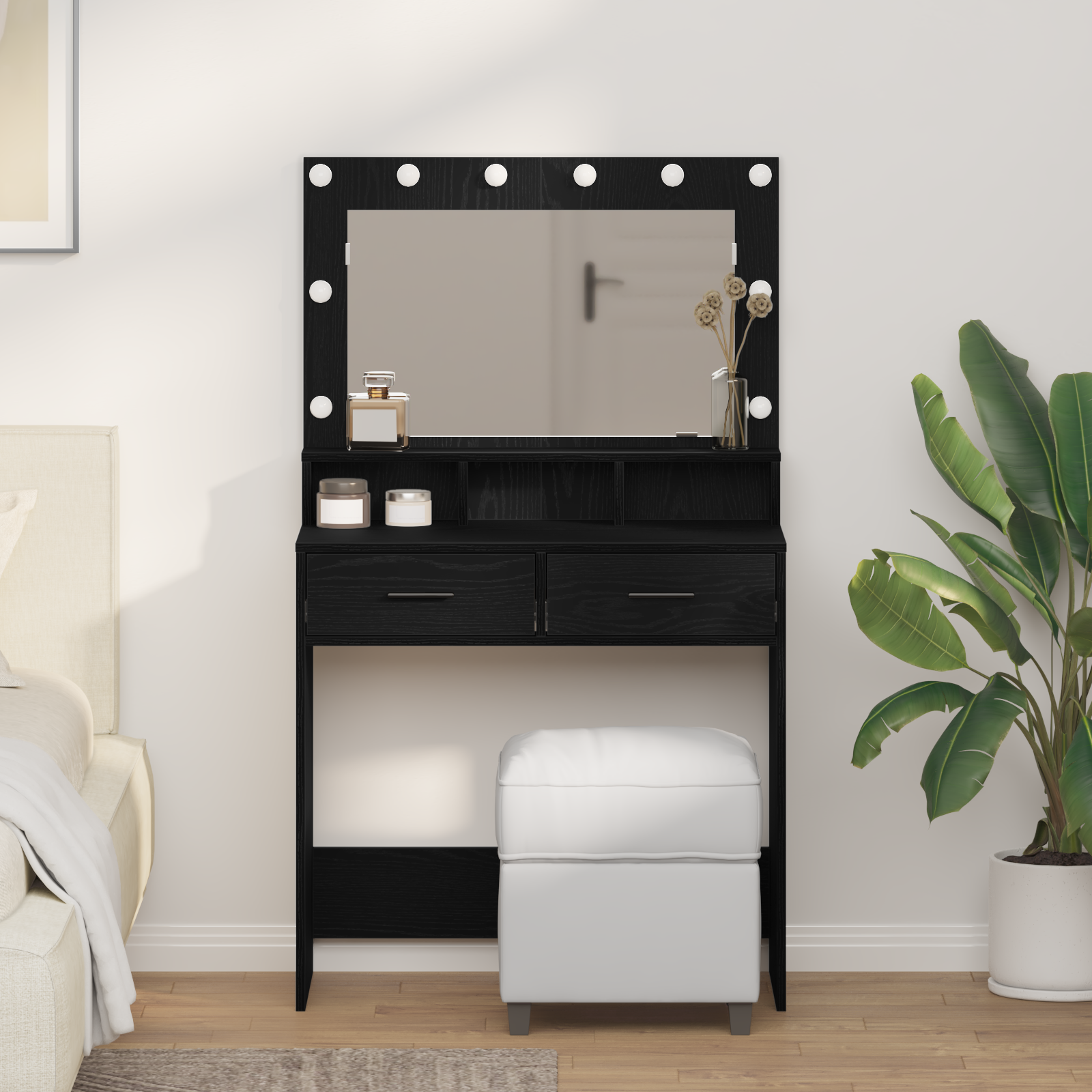vidaXL Toaletka Czarny Dąb 79 x 41 x 135 cm Materiał drewnopochodny