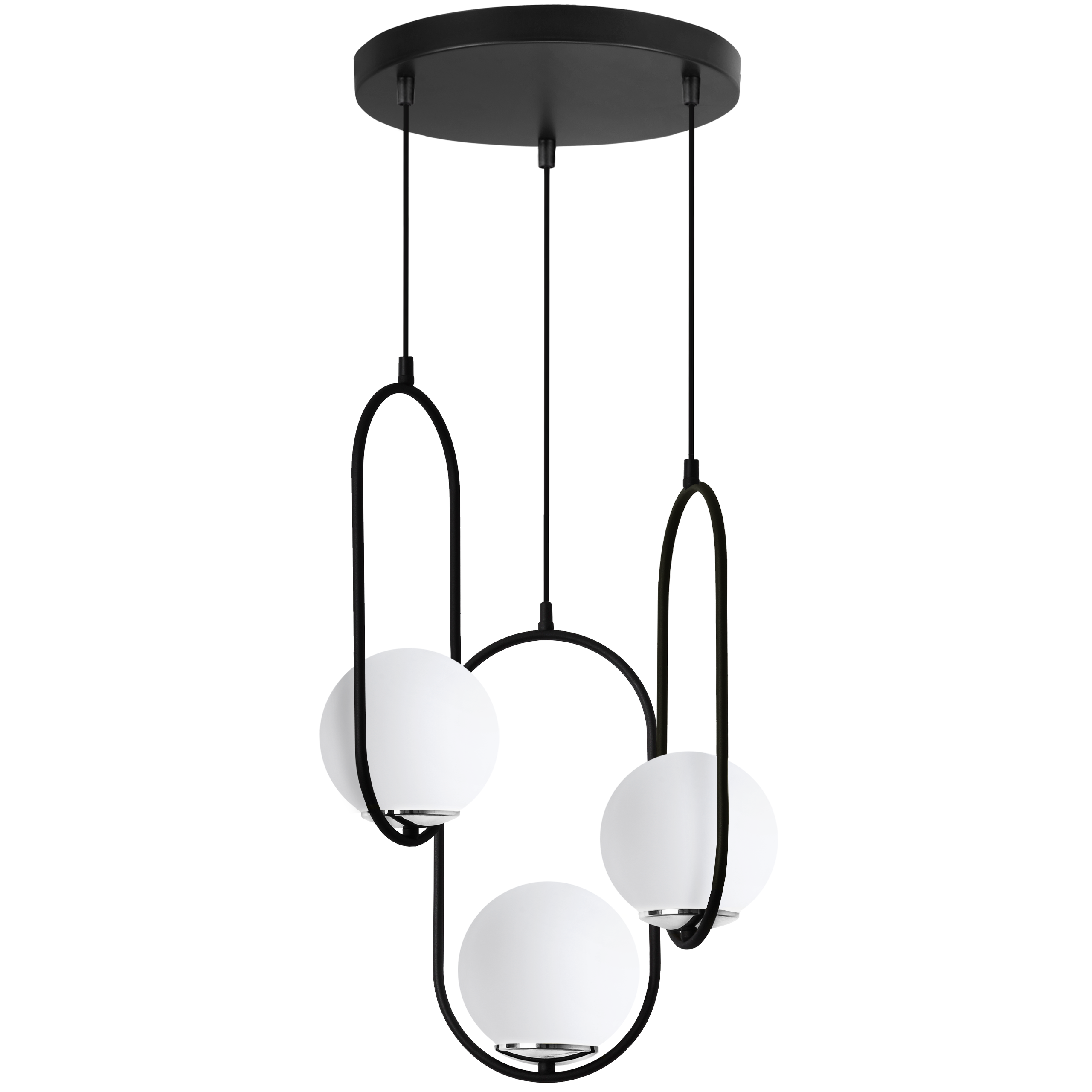 Lampa sufitowa wisząca okrągła Light Home LH Luna 3x E14 biały/czarny/chrom