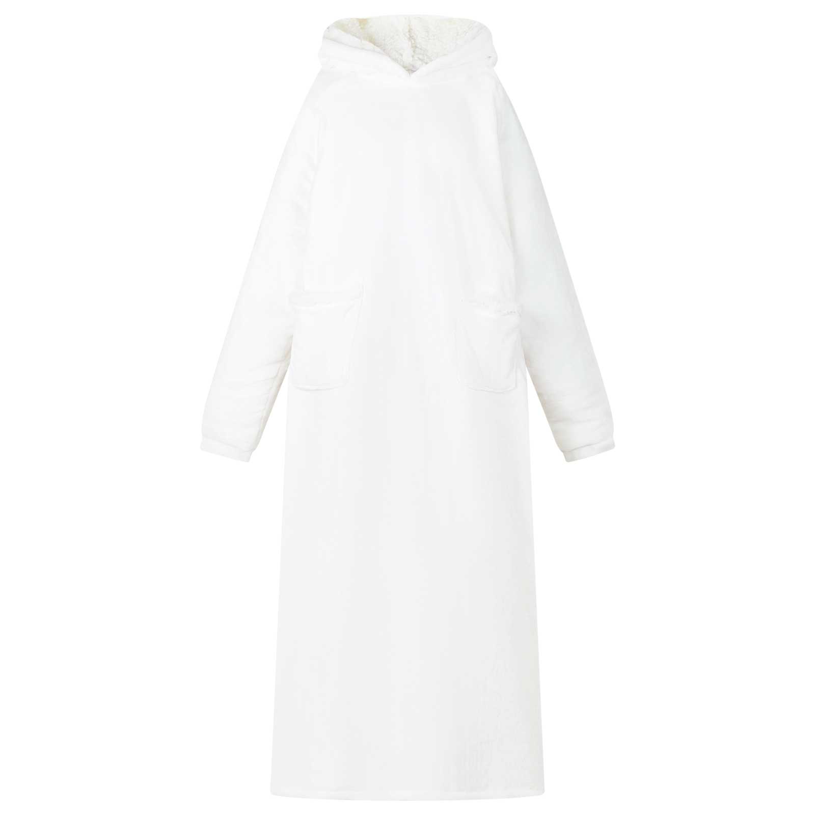 Bluza-koc Biały L Fleece i Flanela vidaXL