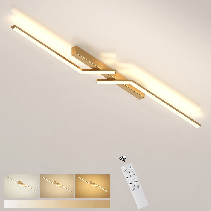 Lampa sufitowa 100cm, ściemniana lampa sufitowa z pilotem, nowoczesny kinkiet, metalowy żyrandol, 3 temperatury barwowe, złoty