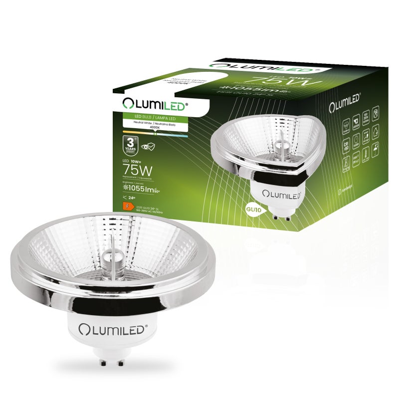 Żarówka LED Lumiled GU10 Reflektor ES111 10W 1055lm 4000K Neutralna biel 24st Srebrna 1 szt.