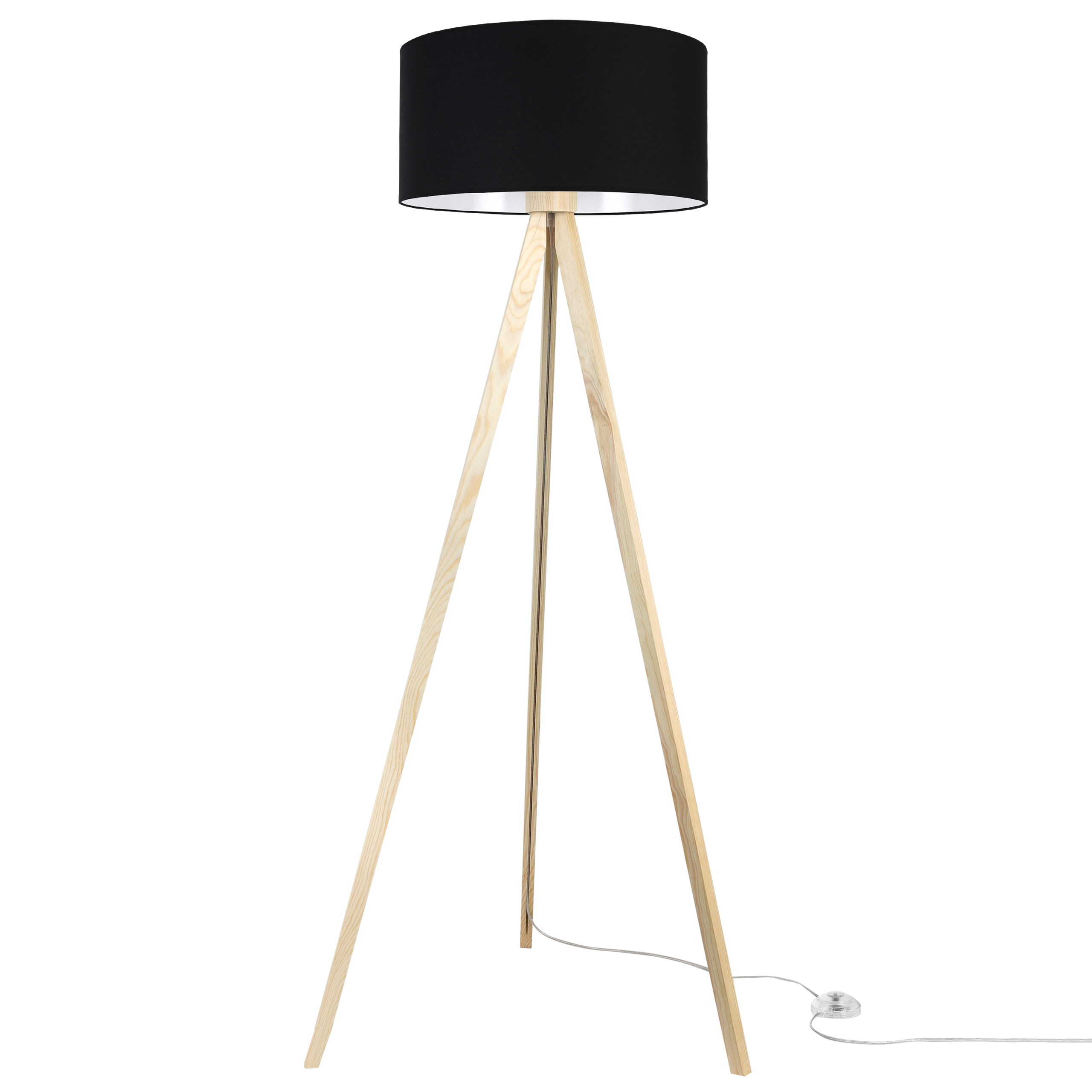 Lampa podłogowa trójnóg naturalny Light Home LH Gaja 1xE27 abażur stożek 44cm czarny