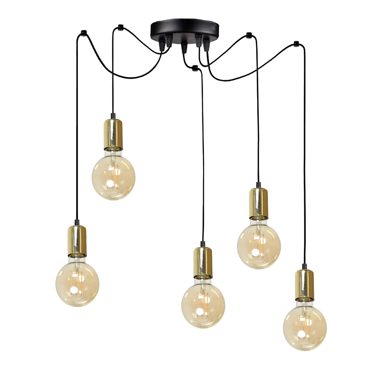 Lampa wisząca pająk czarna złota SPIDER do salonu 5xE27 Edylit