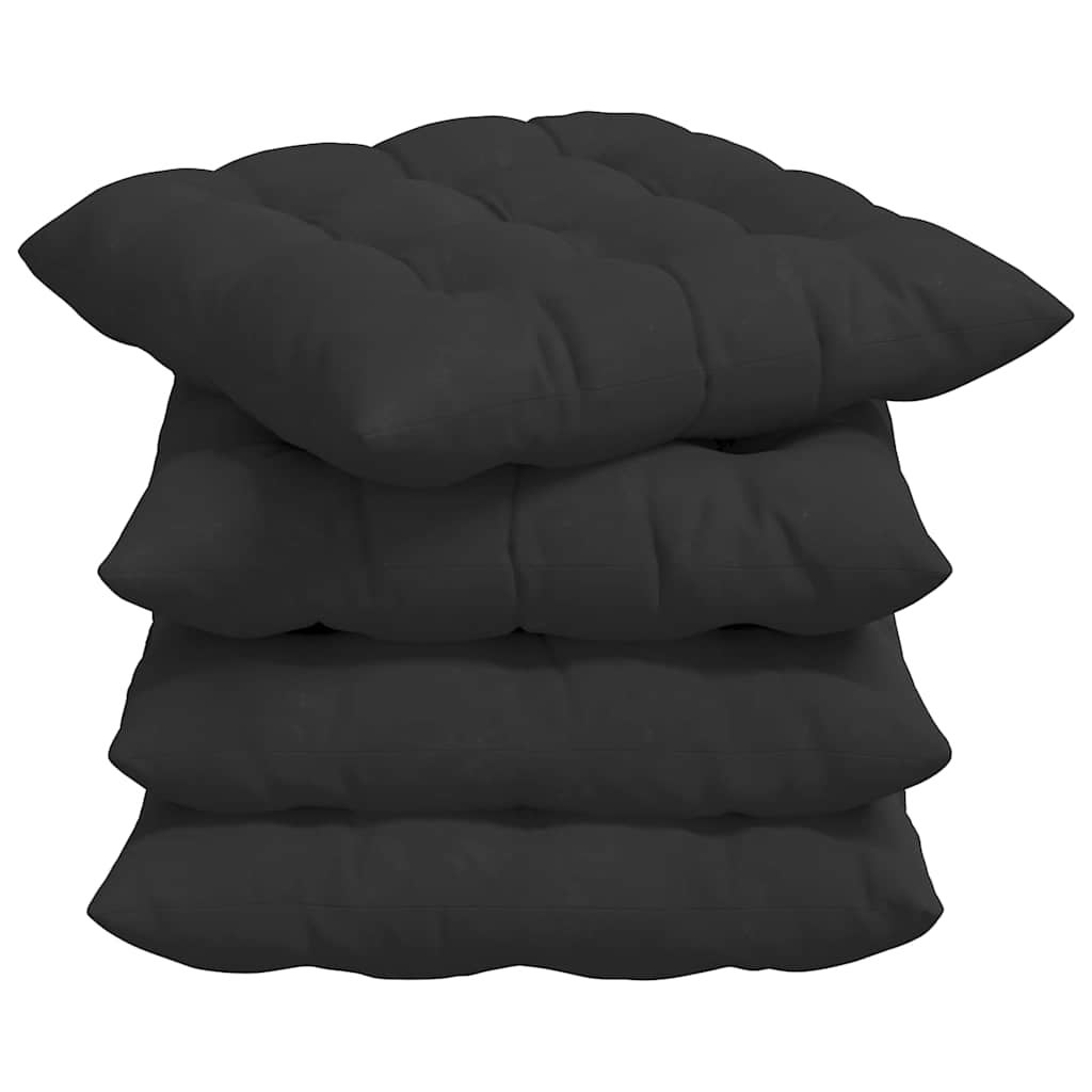 Poduszki na siedziska 4 pcs Mikrofibra Czarny 40 x 40 x 6 cm