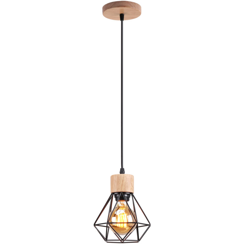 Lampa wisząca w stylu industrialnym, metalowa klatka sufitowa, vintage, lampa wisząca z ciepłą żarówką, regulowana długość sznura