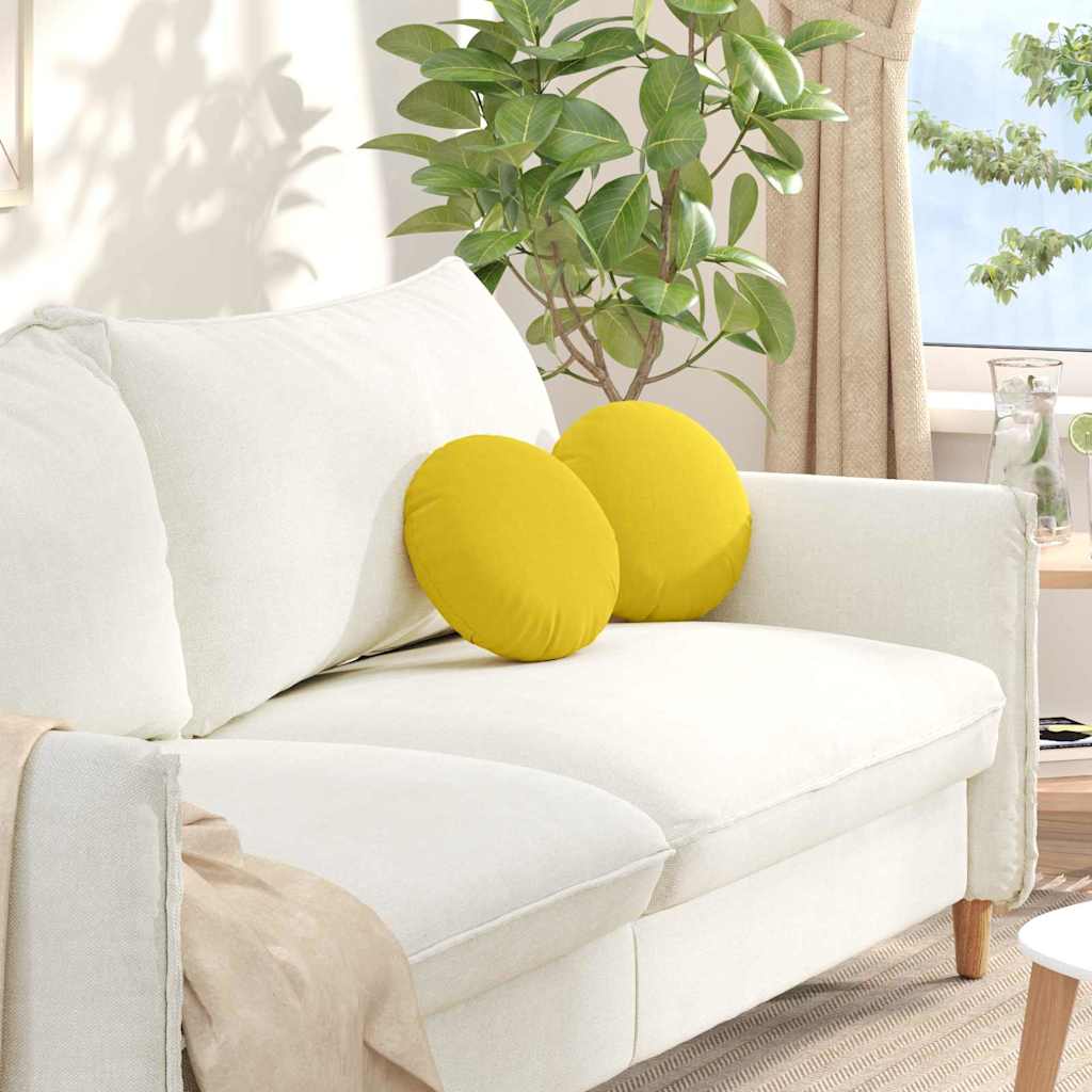 Poduszki na siedziska 2 pcs Jasnożółty Ø30 x 13 cm tkanina vidaXL
