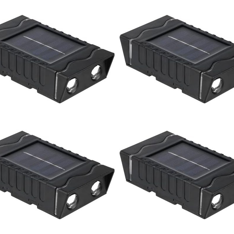 Zewnętrzna lampa ścienna solarna z 4 diodami LED, oświetlenie góra-dół, sterowana optycznie, do domków ogrodowych