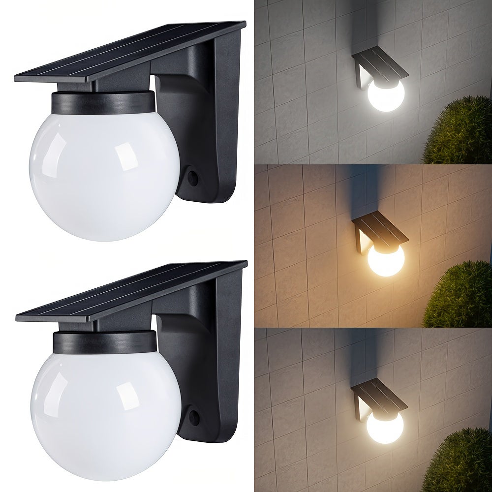 Zestaw 2 wodoodpornych lamp ściennych solarnych do ogrodu, domu i dekoracji. Oświetlenie zewnętrzne do domu, ogrodu, ogrodzenia, tarasu.