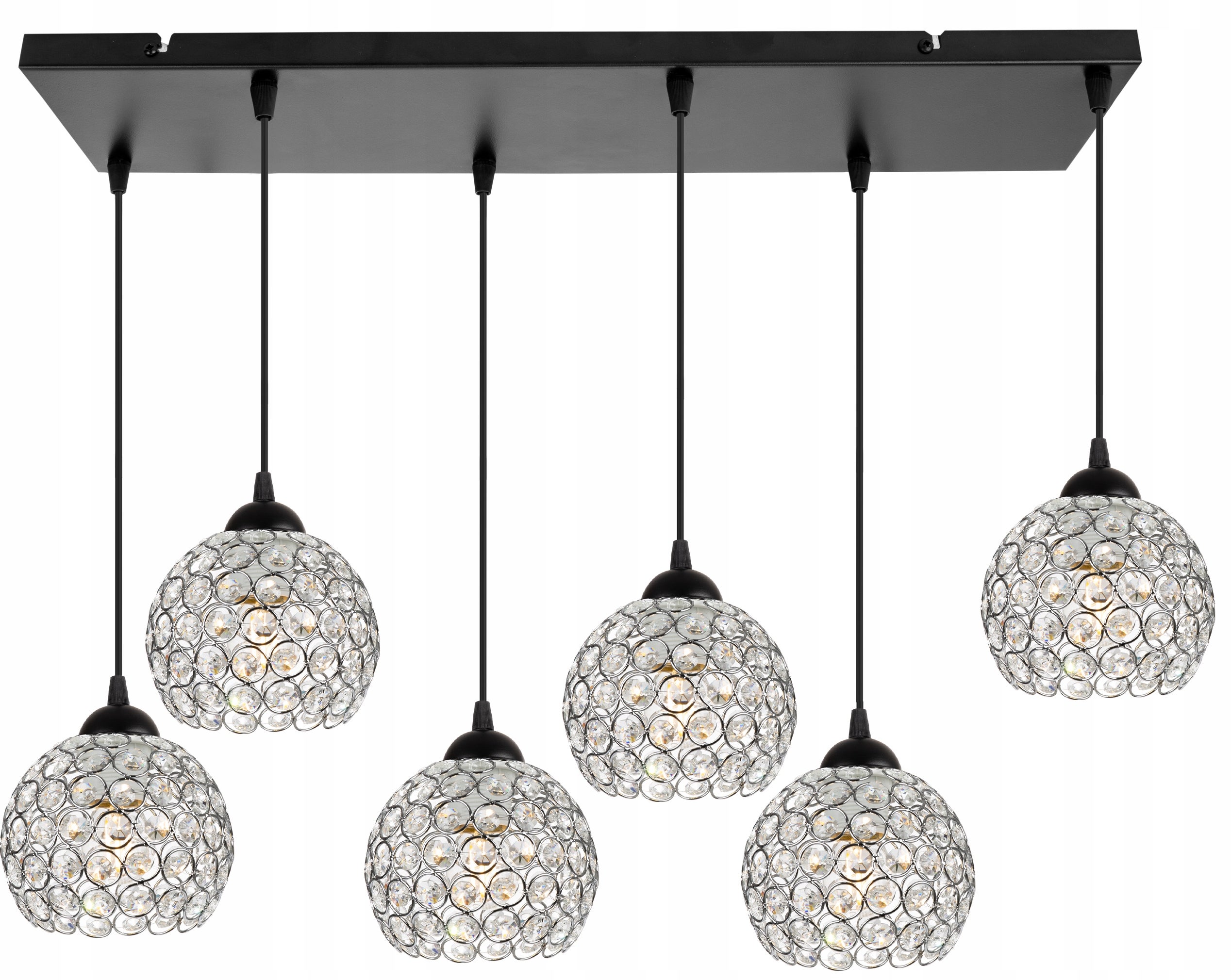 Lampa sufitowa wisząca Light Home LH Crystal 6x E27 60W czarny/srebrny