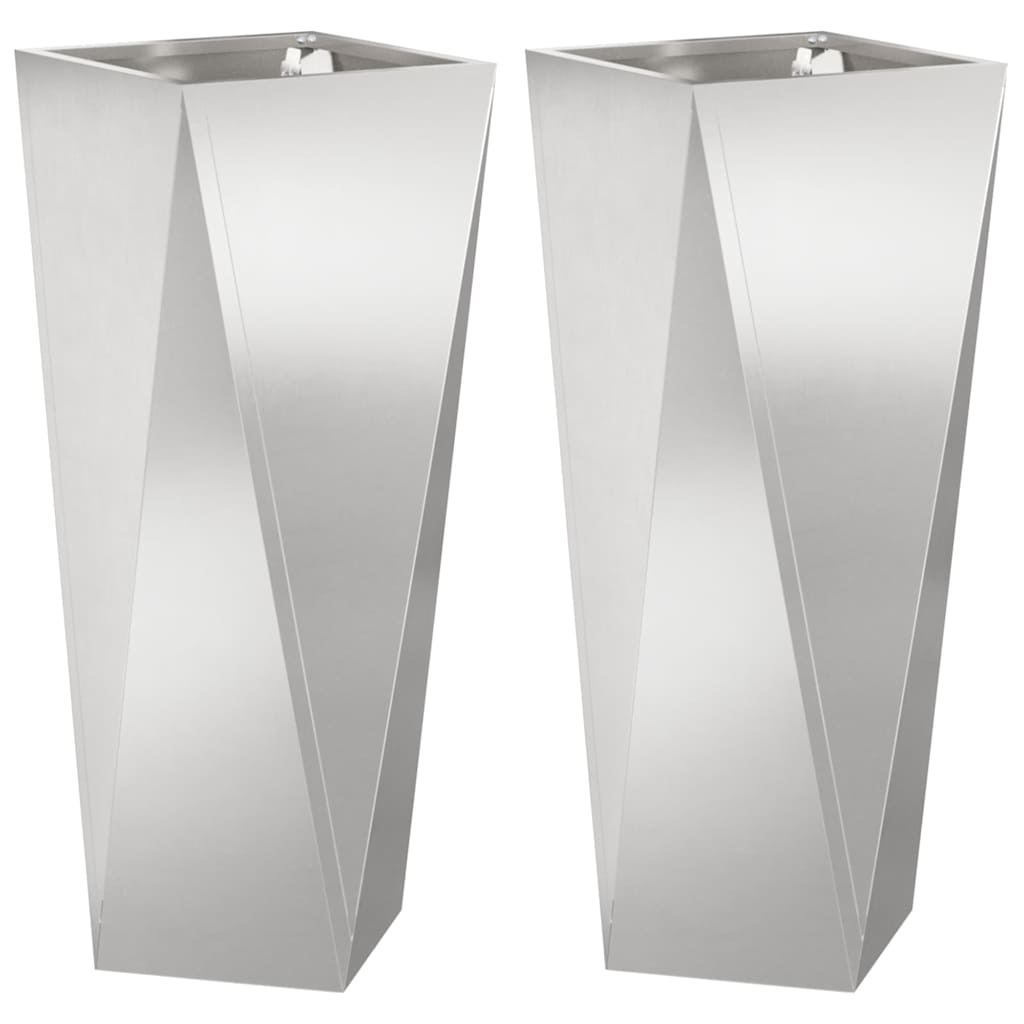 Donica 2 szt. Srebrny 30 x 30 x 75 cm Stal nierdzewna